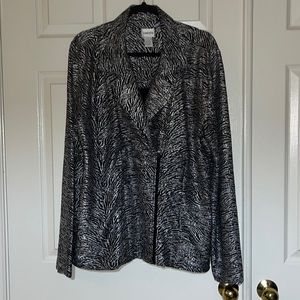 Chico’s black and silver jacket with from zipper